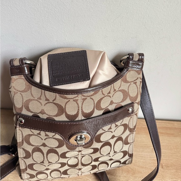 Coach Brown and Tan Signature Crossbody Bag - Picture 4 of 6